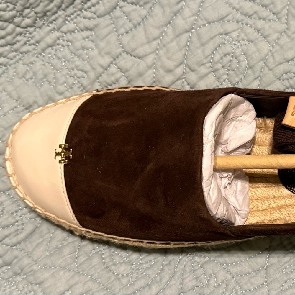 Tory Burch Brown and Cream Espadrilles